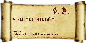 Vidéki Miklós névjegykártya